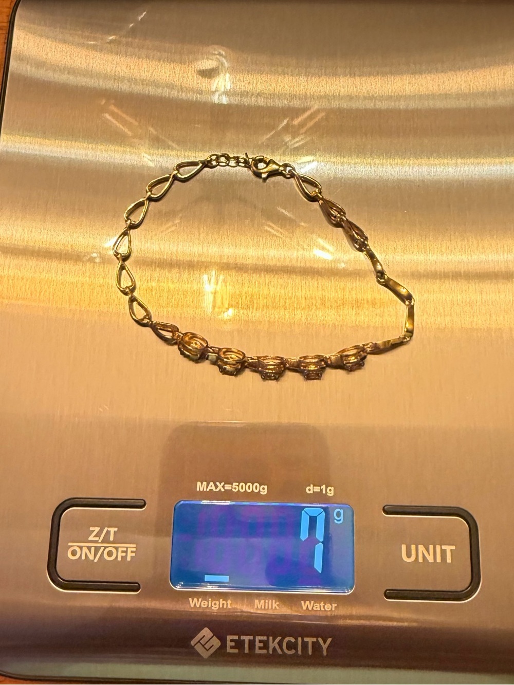 18K Gold Over Sterling Silver Orange AA Sapphire & Diamond Bracelet 7.25” - Picture 7 of 14